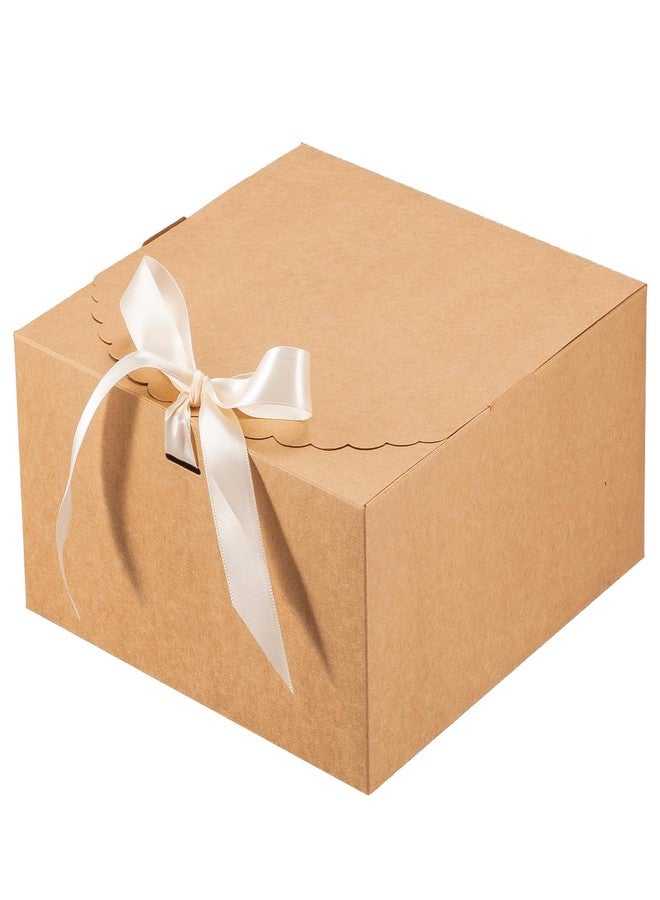 UnicoPak 6 Pack 8x8x4 Brown Gift Boxes with Lids for Presents Cardboard Kraft Gift Boxes Bulk for Gifts Birthday Wedding Party Bridesmaid Proposal Box Christmas - Image 1